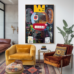 Crowned Noise – KAWS Inspired Abstract Pop Oil Painting