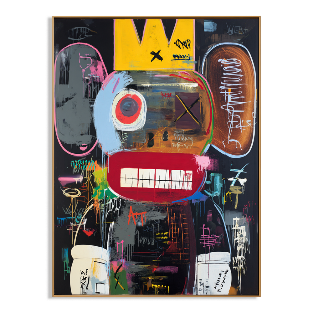 Crowned Noise – KAWS Inspired Abstract Pop Oil Painting hand-painted wall art