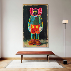 Electric Shadow – KAWS Inspired Neon Figure Oil Painting