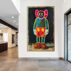 Electric Shadow – KAWS Inspired Neon Figure Oil Painting