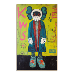 Electric Silence – KAWS Inspired Pop Figure Oil Painting hand-painted wall art