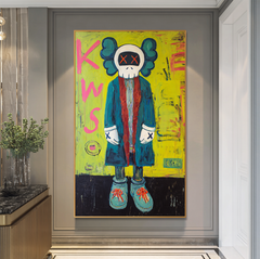 Electric Silence – KAWS Inspired Pop Figure Oil Painting