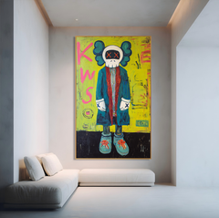Electric Silence – KAWS Inspired Pop Figure Oil Painting