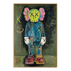 Lime Static – KAWS Inspired Contemporary Figure Oil Painting hand-painted wall art