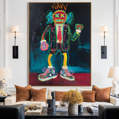 Neon Crown – KAWS Inspired Graffiti Figure Oil Painting