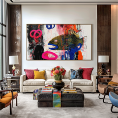 Neon Depth – Abstract Fish Expressionist Oil Painting, Bold Textured Wall Art