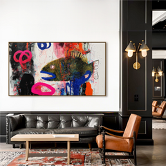 Neon Depth – Abstract Fish Expressionist Oil Painting, Bold Textured Wall Art