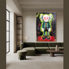 Neon Pulse – KAWS Inspired Urban Figure Oil Painting