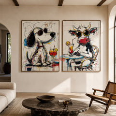 Playful Animal Duo – Contemporary Pop Art Wall Art Set