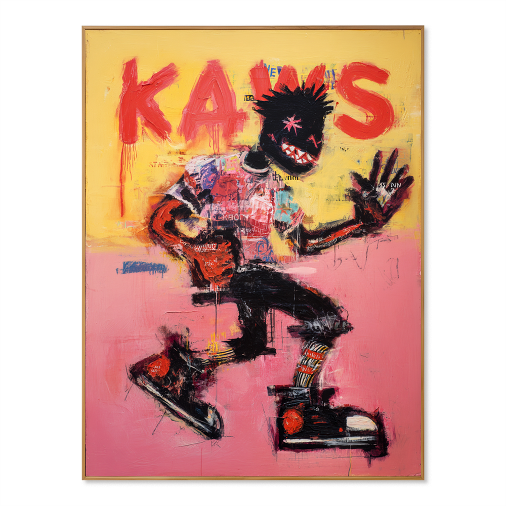 Rebel Motion – KAWS Inspired Street Figure Oil Painting hand-painted wall art