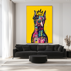 Royal Watchdog – Contemporary Crowned Dog Portrait Oil Painting