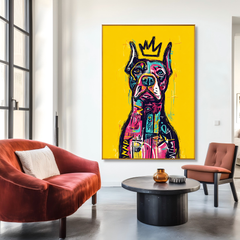 Royal Watchdog – Contemporary Crowned Dog Portrait Oil Painting