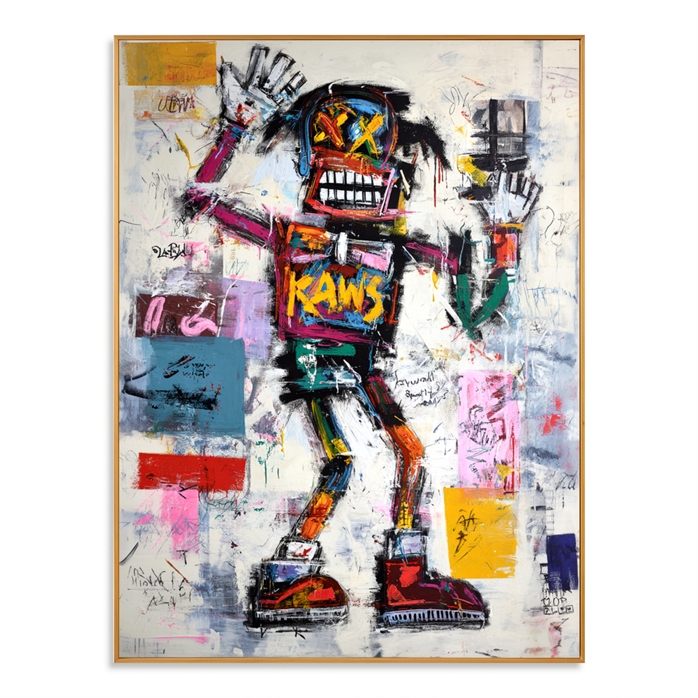 Wild Signal – KAWS Inspired Abstract Street Figure Oil Painting hand-painted wall art