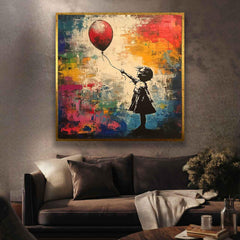 Lost Balloon – Graffiti Girl Street Art Oil Painting, Banksy-Inspired Wall Art