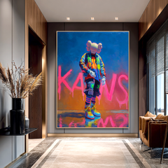 Neon Drift – KAWS Inspired Street Pop Oil Painting