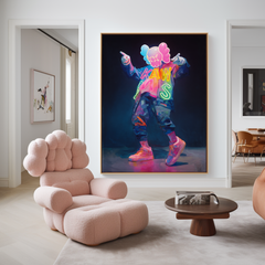 Neon Rebellion – KAWS Inspired Pop Art Oil Painting