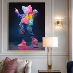 Neon Rebellion – KAWS Inspired Pop Art Oil Painting