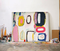 Modern Colorful Artwork Original Irregular Geometric Circles Wall Art Abstract Graffiti Oil Painting