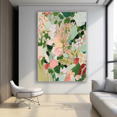 Original Abstract Floral Painting Green Flowers Acrylic Painting Canvas Large Textured Art For Living Room