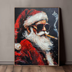 Texture Cool Santa Claus Christmas Portrait Large Christmas Wall Art Vntage Santa Claus Holiday Decoration