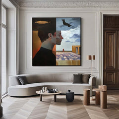 Origina Figure Acrylic Painting Canvas Colorful Animal Abstract Wall Art Square Large Portrait Artwork