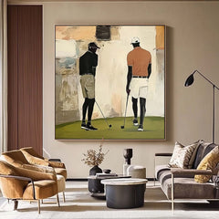 Modern Golf Artwork Unique Art Square Textured Golf Art Contemporary Sport Decor Golf Lovers Gift