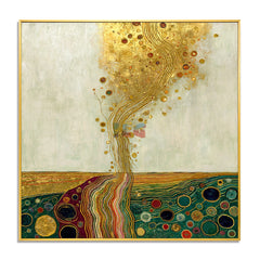 Gilded Bloom Cascade – Decorative Botanical Textured Wall Art hand-painted wall art
