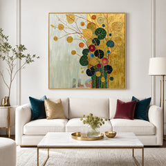 Gilded Leaf Symphony – Decorative Botanical Textured Wall Art