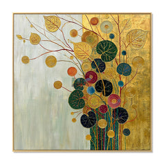 Gilded Leaf Symphony – Decorative Botanical Textured Wall Art hand-painted wall art
