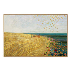 Gilded Meadow Horizon – Abstract Landscape Textured Wall Art hand-painted wall art