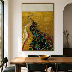 Gilded River Garden – Abstract Landscape Textured Wall Art