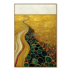 Gilded River Garden – Abstract Landscape Textured Wall Art hand-painted wall art