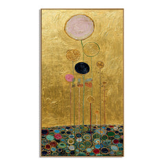 Golden Bloom Ascent – Decorative Botanical Textured Wall Art hand-painted wall art