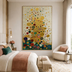 Golden Bloom Constellation – Decorative Botanical Textured Wall Art