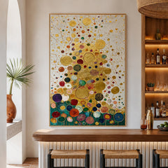 Golden Bloom Constellation – Decorative Botanical Textured Wall Art