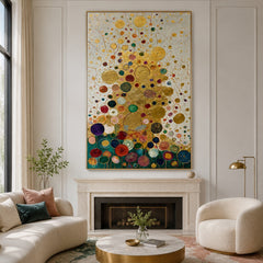 Golden Bloom Constellation – Decorative Botanical Textured Wall Art