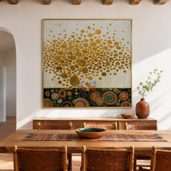 Golden Blossom Field – Decorative Botanical Textured Wall Art