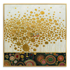 Golden Blossom Field – Decorative Botanical Textured Wall Art hand-painted wall art