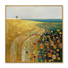 Golden Meadow Garden – Abstract Landscape Textured Wall Art hand-painted wall art