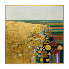 Sunlit Bloom Coast – Abstract Landscape Textured Wall Art hand-painted wall art