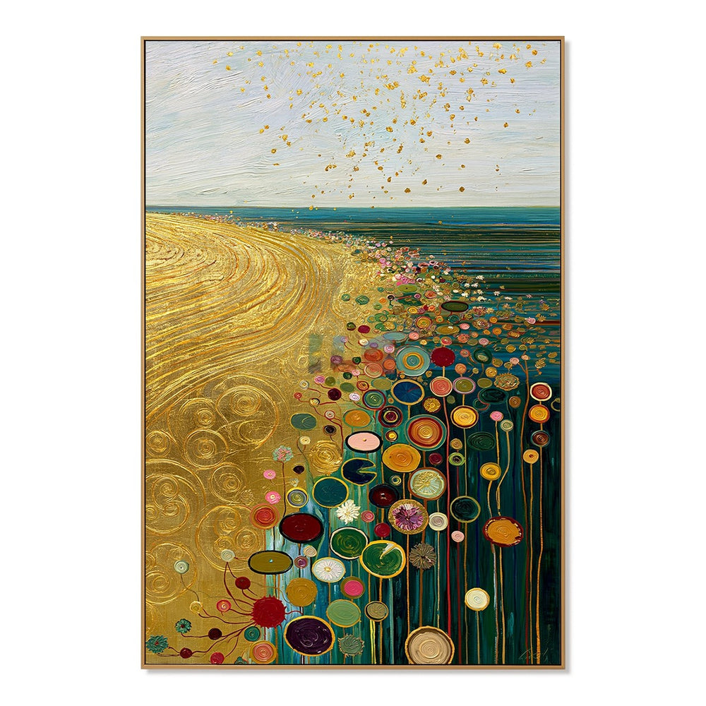 Sunlit Meadow Bloom Trail – Abstract Landscape Textured Wall Art hand-painted wall art