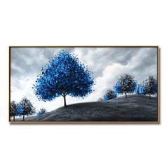 Echo of Blue – Textured Tree Landscape Oil Painting