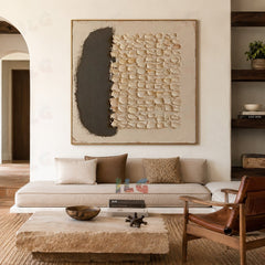 Half Field Contrast – Minimal Textured Balance Wall Art