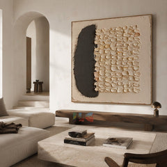 Half Field Contrast – Minimal Textured Balance Wall Art