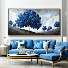Serene Path – Textured Blue Tree Landscape Oil Painting