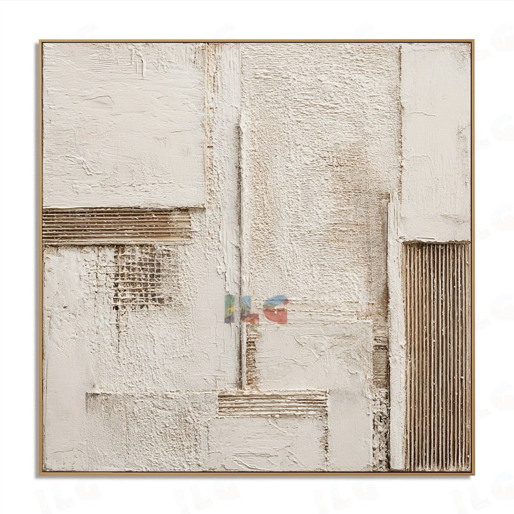 Weathered Ivory Layers – Abstract Textured Wall Art hand-painted wall art