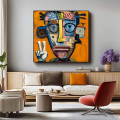 Large People Wall Art Abstract Portrait Oil Painting On Canvas Original Lovely Boy Painting For Living Room