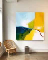 Bright Yellow Large Wall Art Original Minimalist Artwork Abstract Oil Painting For Living Room