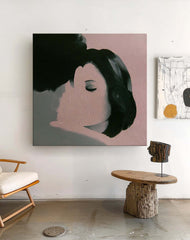 Square Man And Woman Kissing Abstract Wall Art Original Minimalism Painting Canvas Large Artwork For Living Room