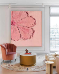 Pink Texture Original Modern 3D Flowers Artwork Abstract Petal Oil Painting On Canvas Floral Wall Art Home Decor